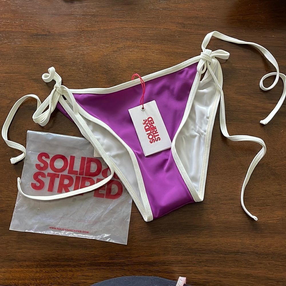 Solid and Striped Purple and White Swimsuit Bottoms